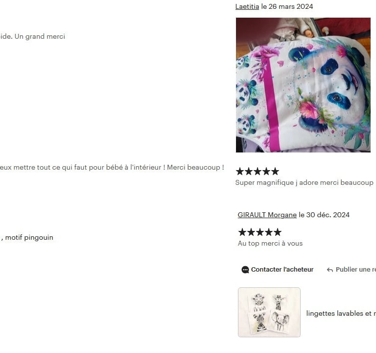 Avis reçus lors de mes précédentes ventes