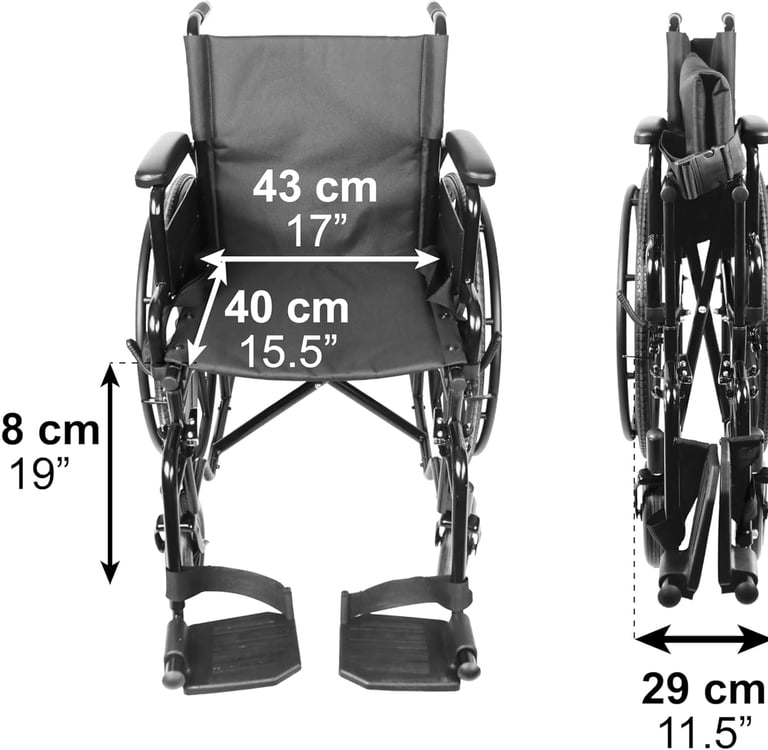 Medidas silla de ruedas plegable.