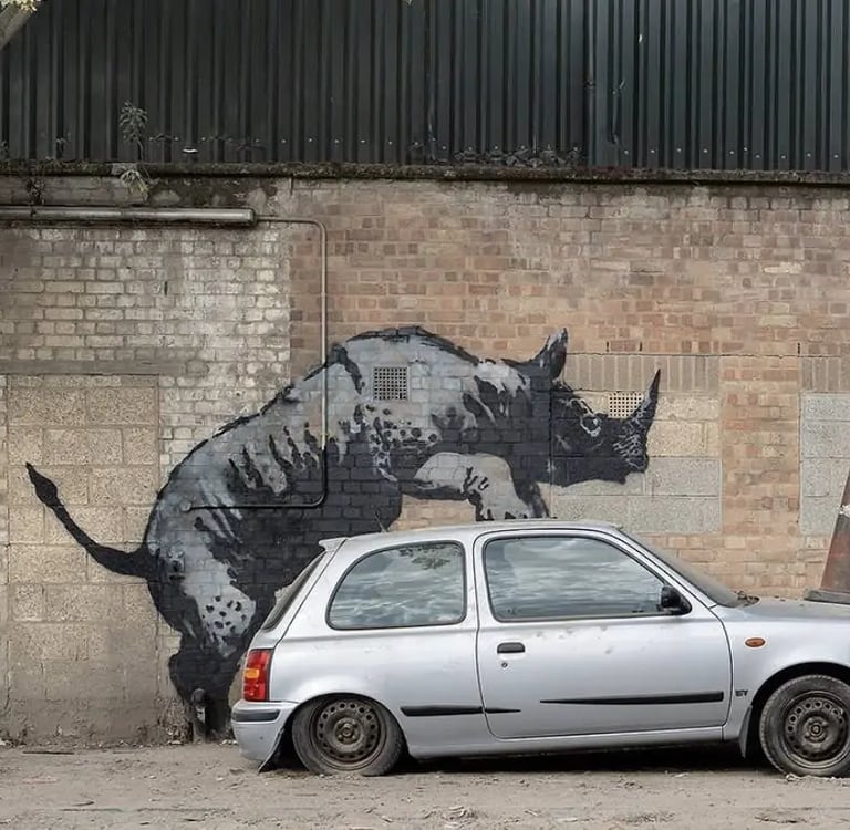 intervenção urbana do artista Banksy