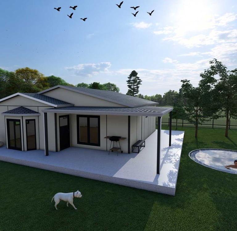 a dog is standing on a lawn with a dog in the yard