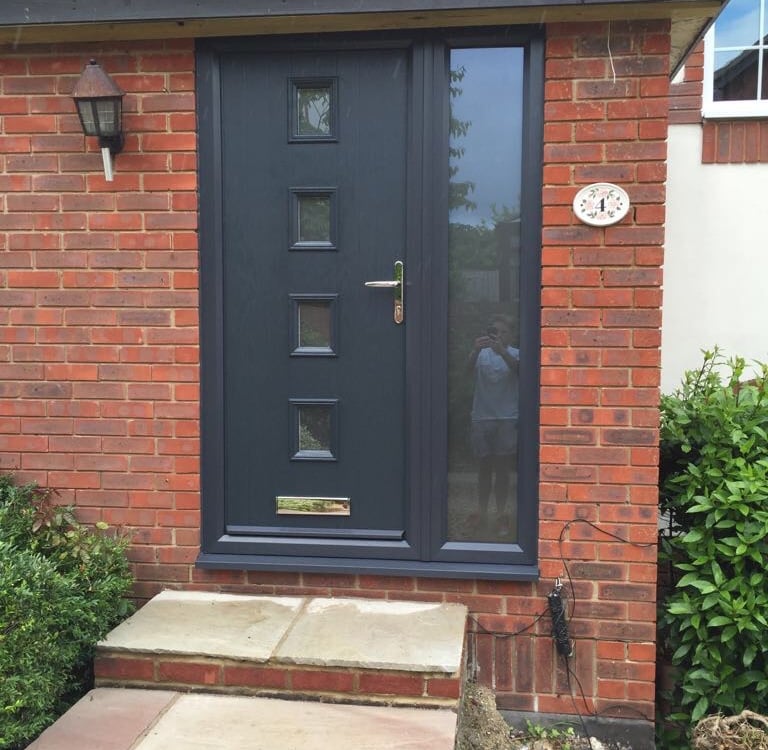 best composite front door UK modern grey  anthracite grey 4 wellow door with side panel in Hampshire