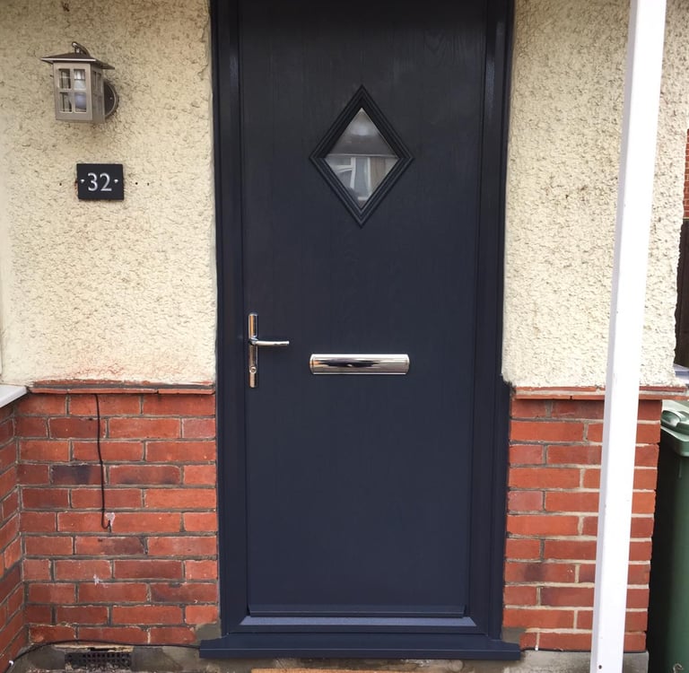 a black composite door with diamond glass fitted in Southampton 