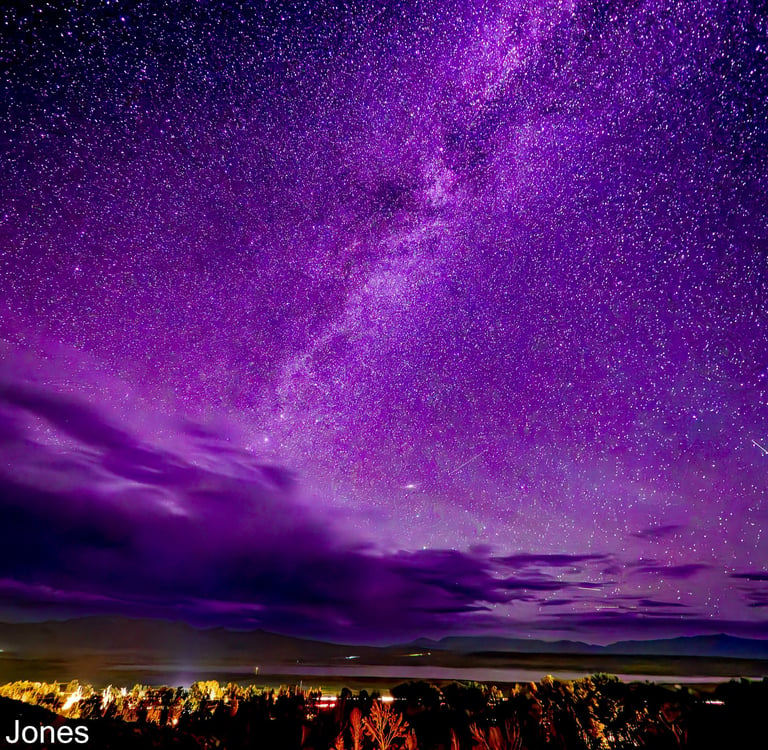 View off the Milky Way from McGee Creek, near Mammoth Lakes, CA, looking toward Crowley Lake