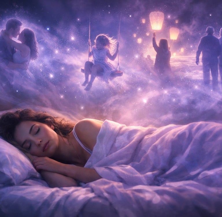 Rêver de son ex : femme endormie entourée d'énergie spirituelle