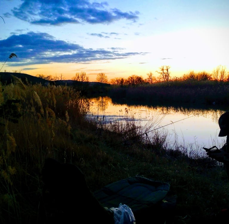 Riverside landscape at sunset