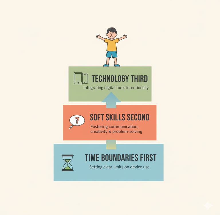 3 steps process to guide kids to digital devices