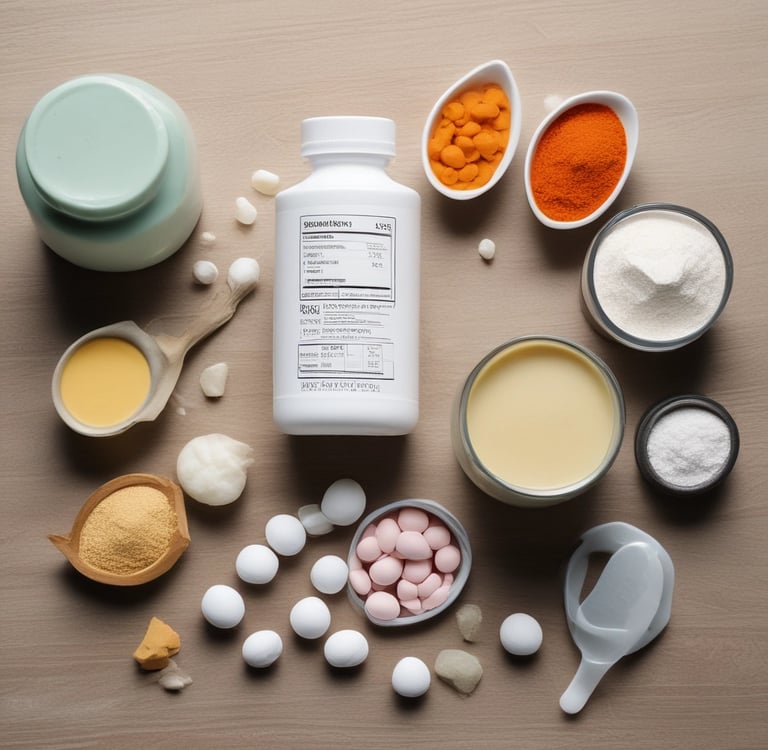 Creatina en polvo. Suplemento alimenticio. 