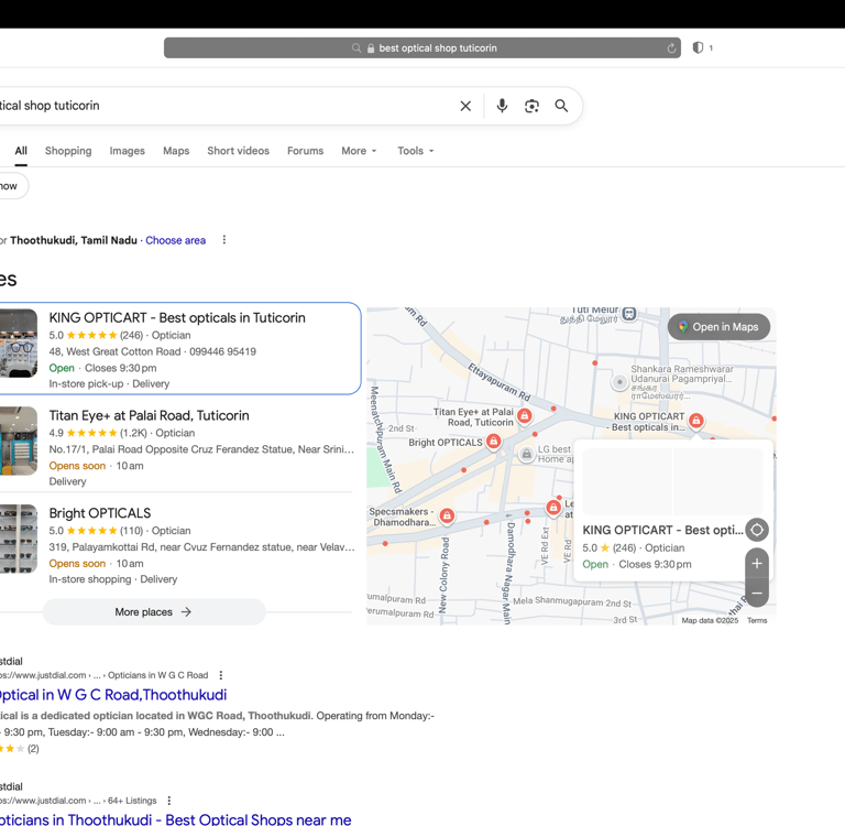 King OpticArt – best optical shop in Tuticorin ranked #1 on Local SEO by Digital With Dhana
