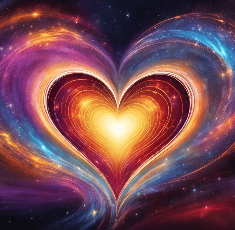 Radiant light emanating from a glowing heart, symbolizing the energy of unconditional love 