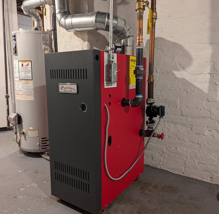 A gas boiler repair found it needed to be replaced in Watertown, WI will keep this family warm.