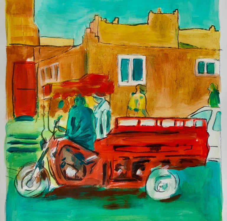 Peinture rue marocaine - Artiste peintre Bordeaux