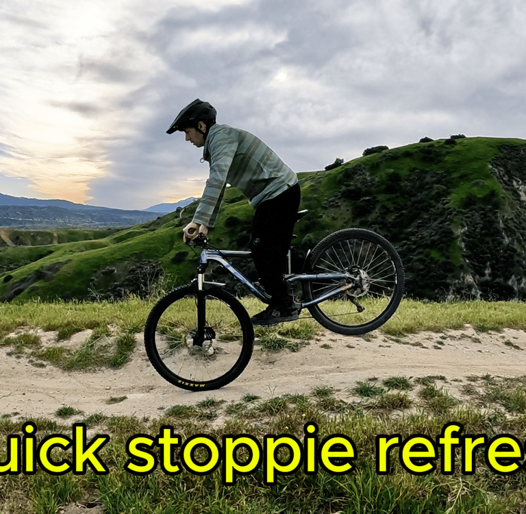 Mountain biker doing a stoppie
