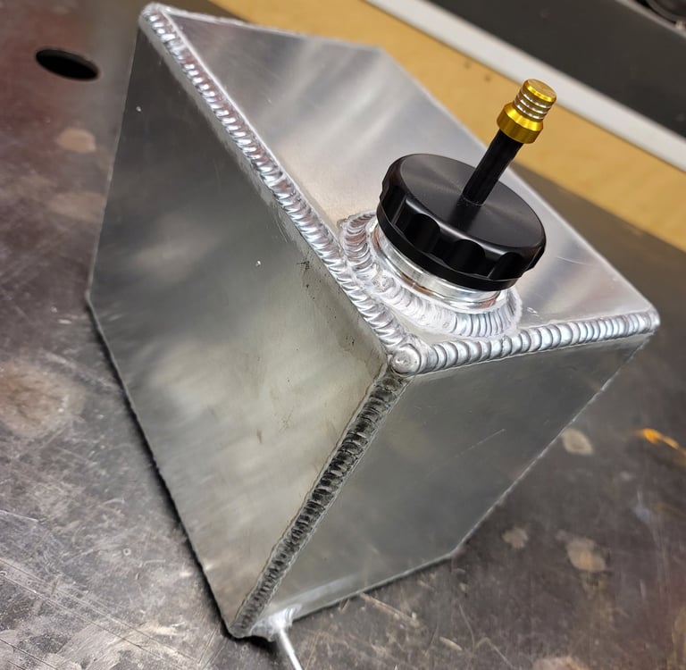 Aluminum tig welded fuel cell for motorsports. Aluminum tig welding Okotoks.
