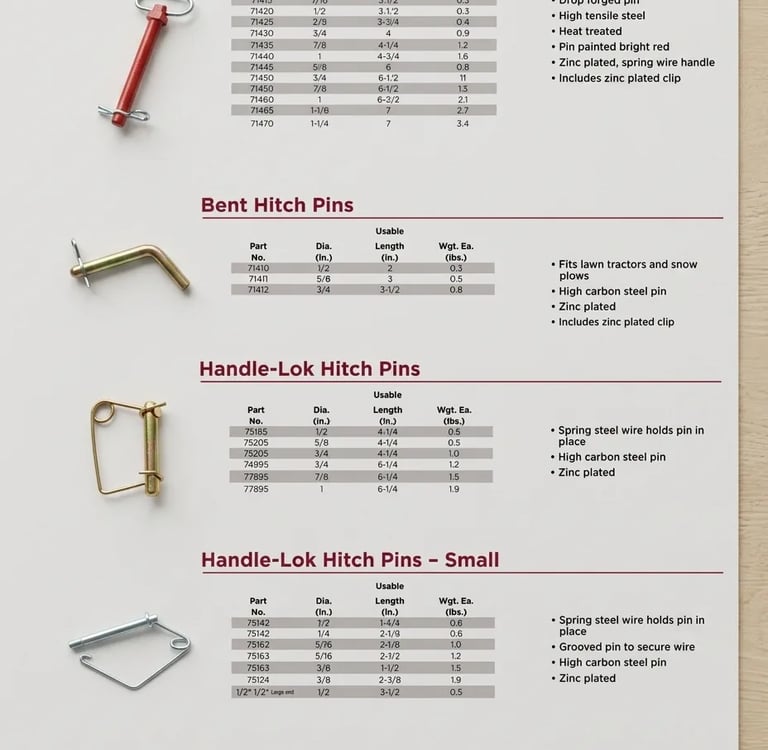 Catalog Type of Hitch Pins 