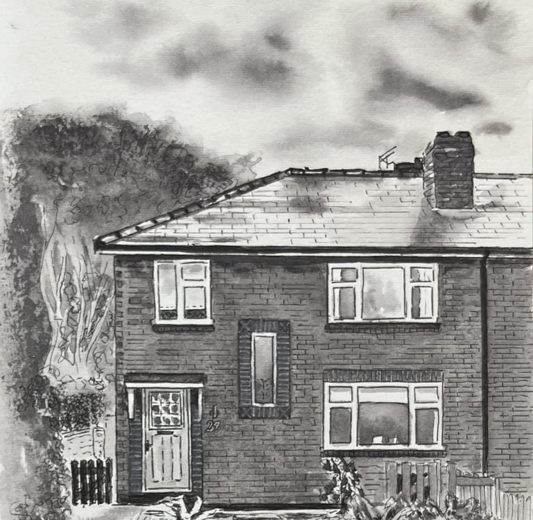 Watercolour of a house in Knutsford