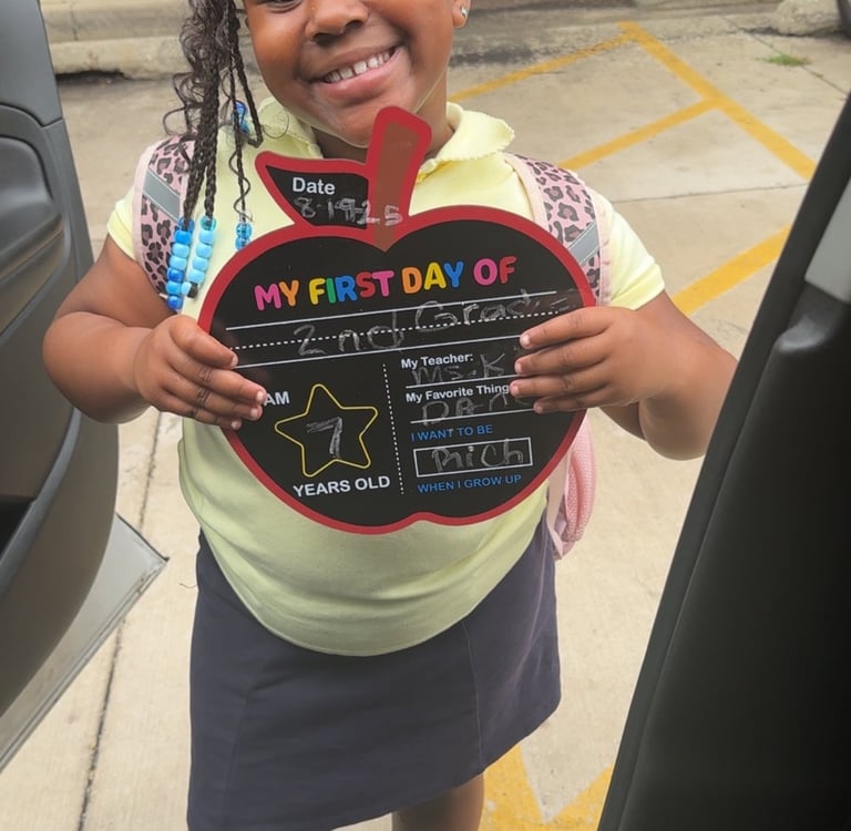 365 We Thrive NFP visited this event participant's school on her first day