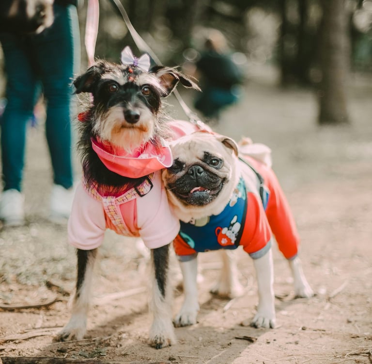 Two dog buddies enjoying the cool Charleston breeze