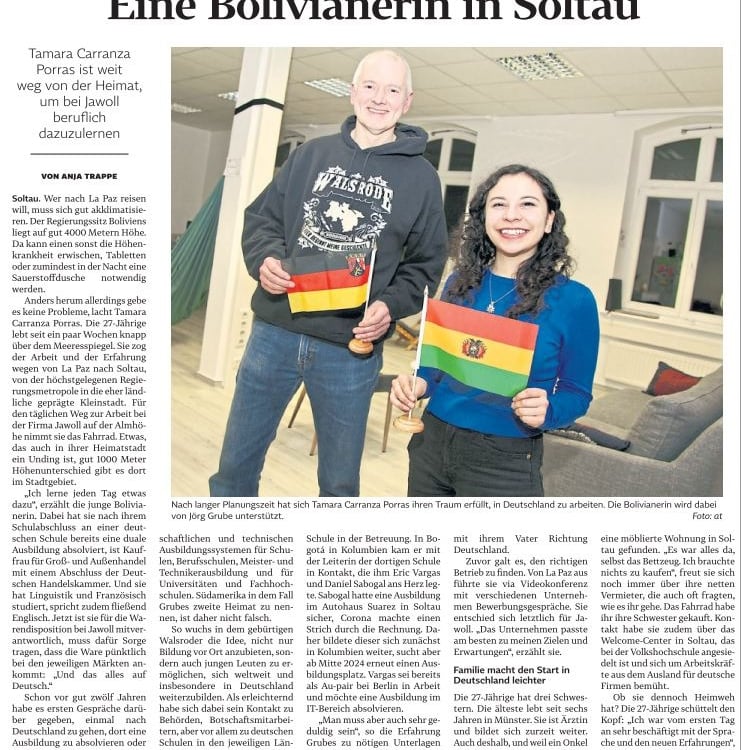Ausschnitt aus der Böhme Zeitung Eine Bolivianerin in Soltau