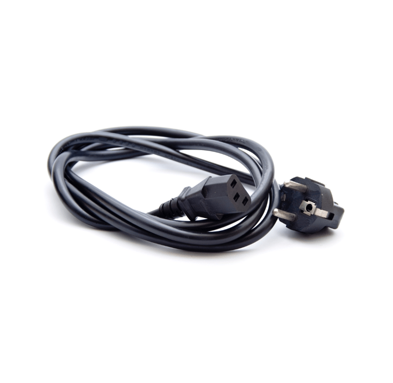 a black and white electrical corded to a corded corded plugged in