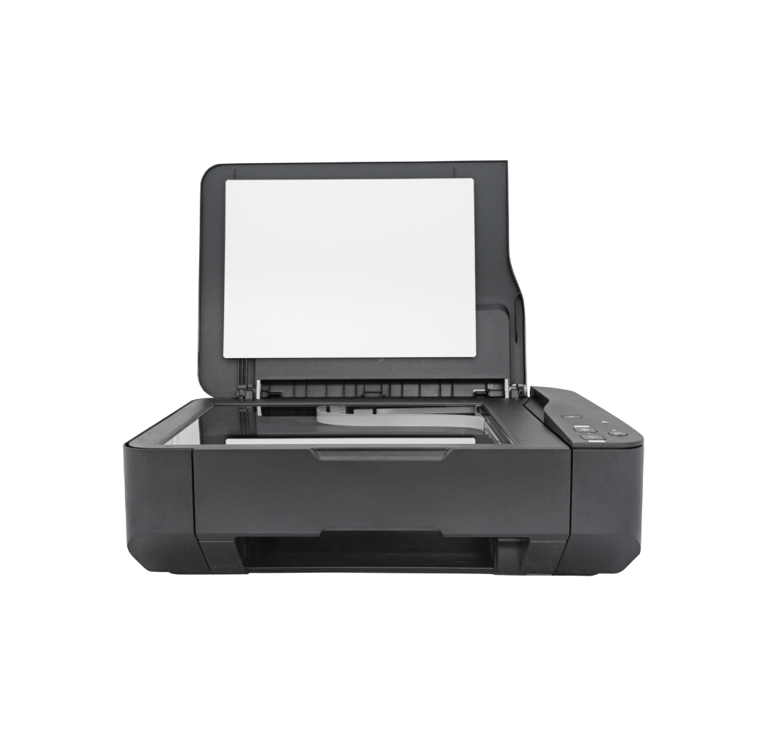 a printer machine with a white screen and a white screen