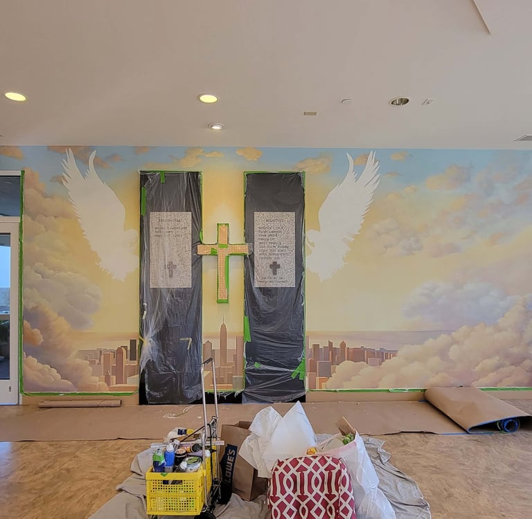 mural in progress by Marcine in mercer county nj