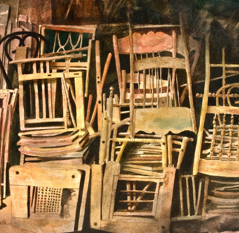 Chairs Watercolor painting