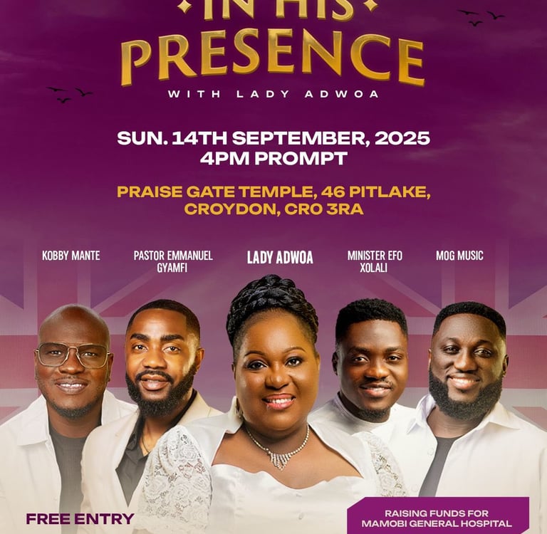 in his presence lady adwoa adwoa armah kobby mante emmanuel gyamfi efo xoxali mog croydon london uk