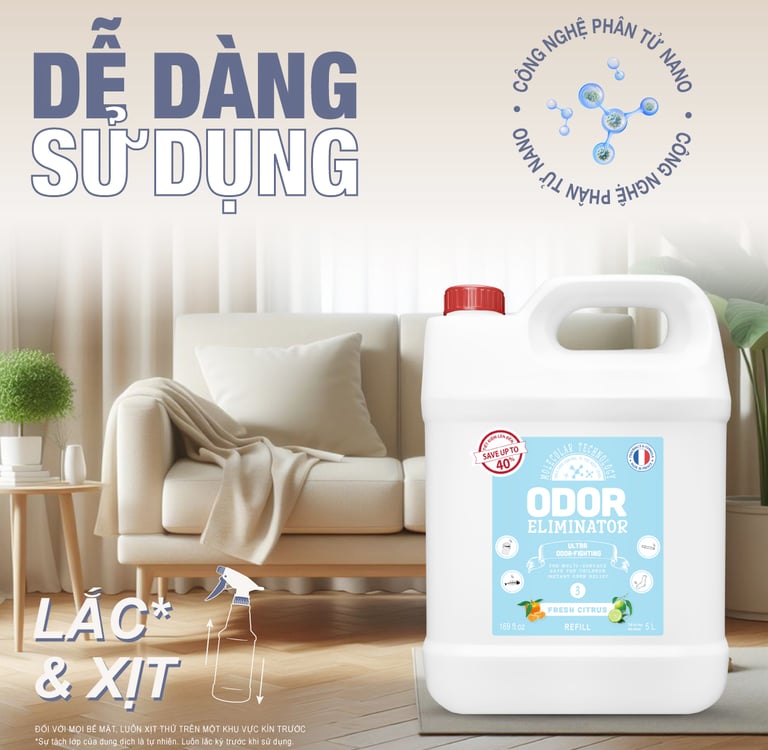 Chỉ cần lắc và xịt, khử mùi nhanh chóng, dễ dàng sử dụng