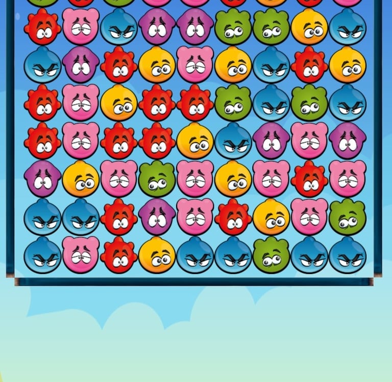 Colorful cartoon styled match-3 puzzle game interface with various time limit options