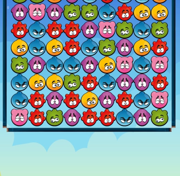 Colorful cartoon styled match-3 puzzle game interface with various time limit options.