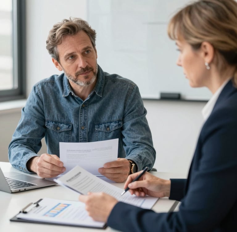 Professional man and CPA reviewing business documents during a meeting