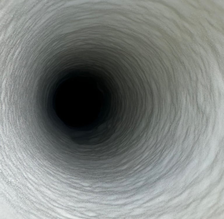 Innenansicht eines Rohrs nach Spray-Liner-Sanierung mit glatter Oberfläche