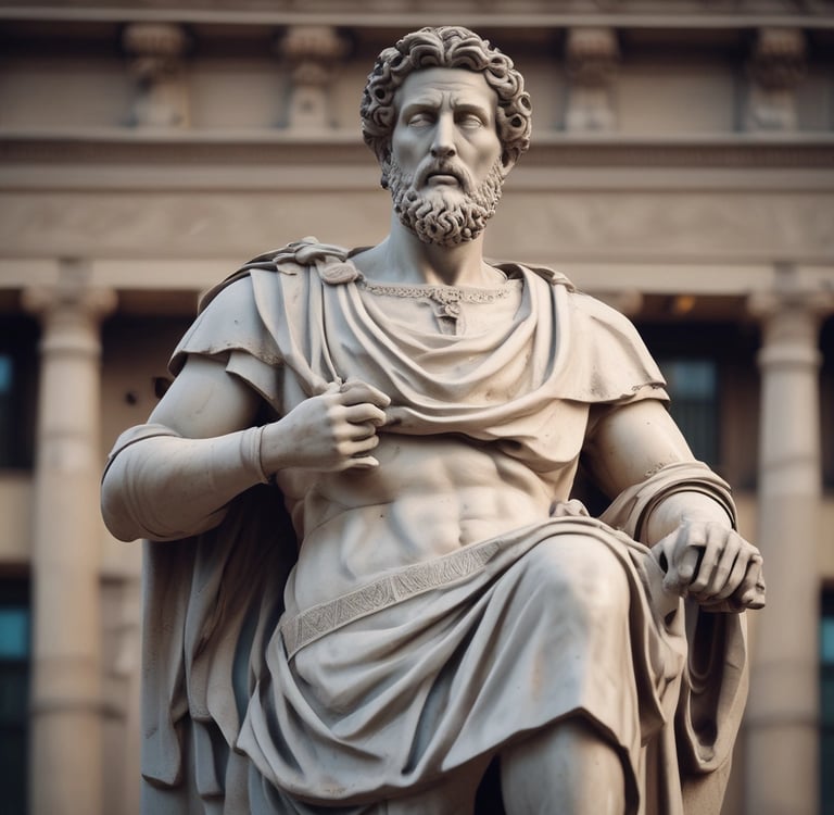 A stack of hardcover books is neatly arranged on an orange-brown armchair. The titles are visible and include topics related to self-help and personal development. The background shows a blur of greenery, suggesting a cozy indoor setting.