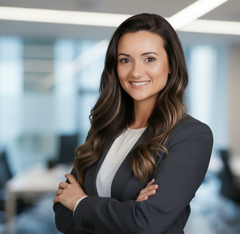 a woman in a suit and tie smiling