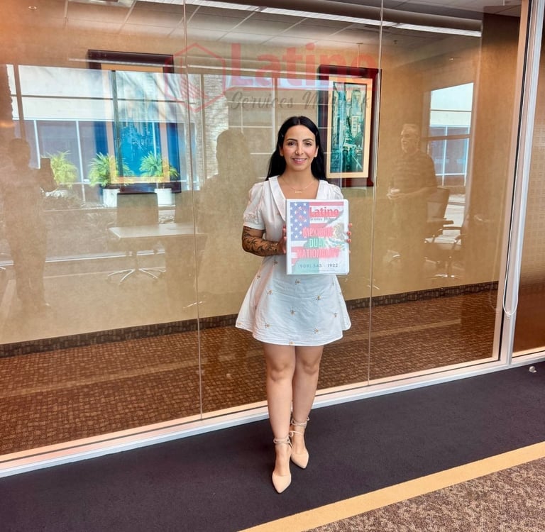 woman holding Mexican Birth Certificate obtained using Latino Services Network