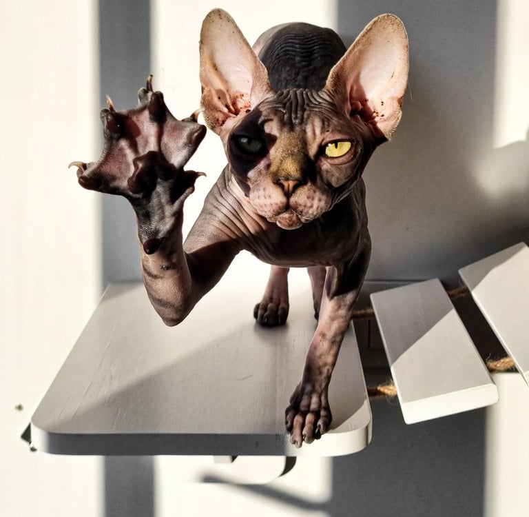 Sphynx qui tend la patte