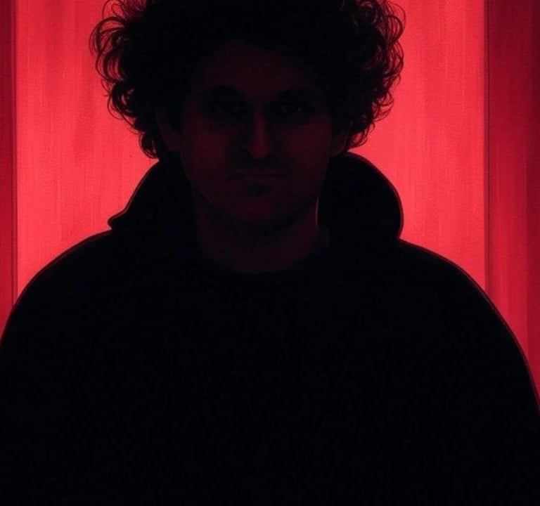a man in a black hoodie and a red curtain