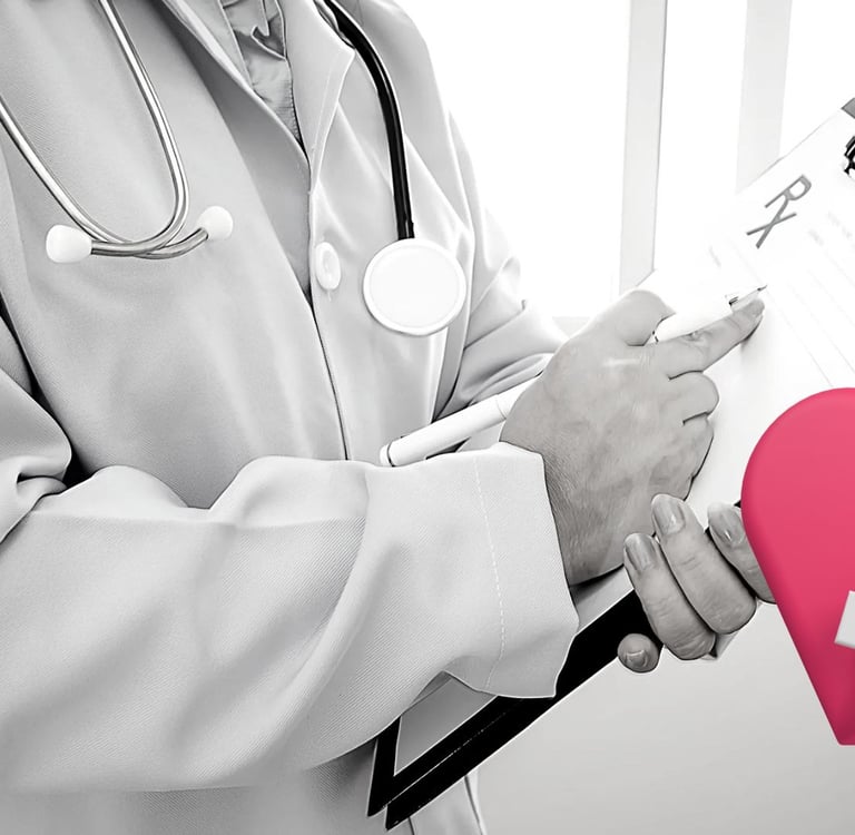 a doctor holding a heart shaped piece of paper