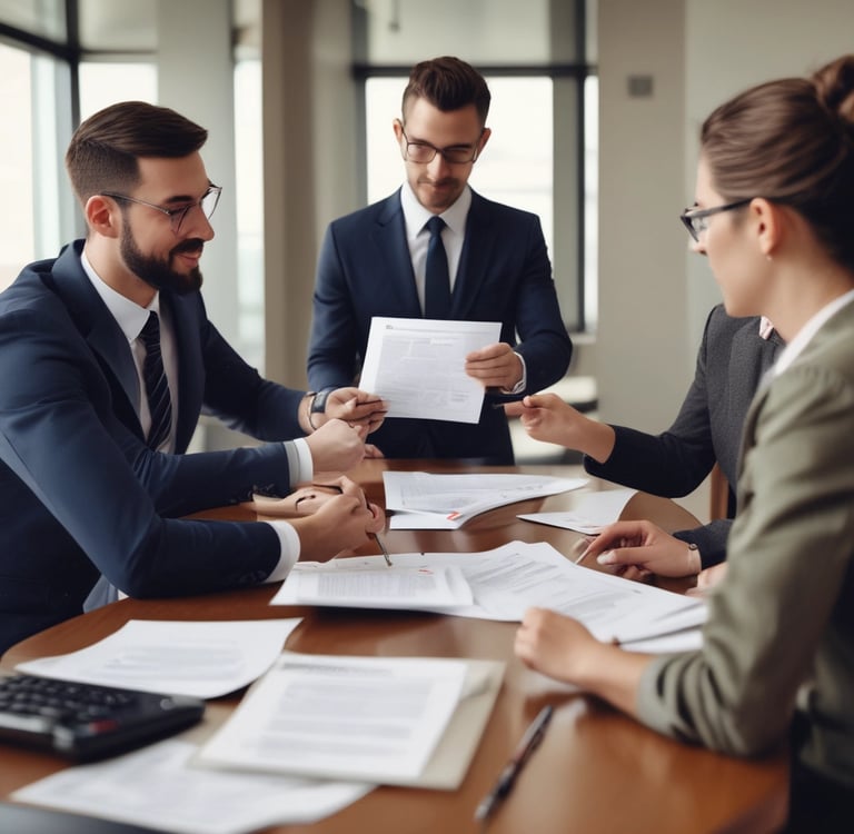 a man holding a sign that says financial services