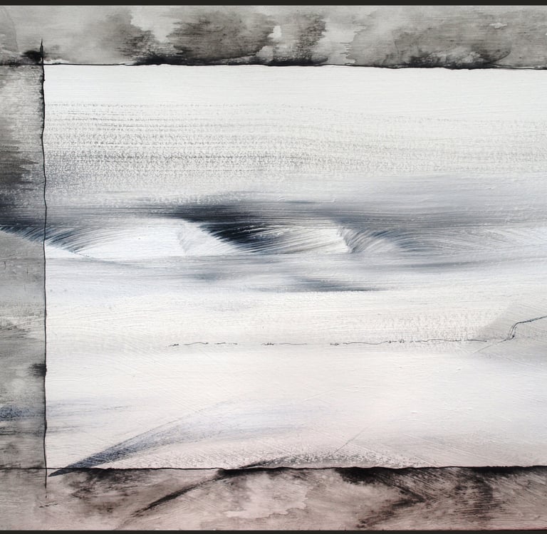 Jaï - Acrylique sur toile "Malgré nos yeux fermés" 81x54cm - Collection "Les grands Espaces " 2025