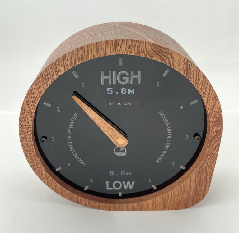 Tide Clock, Smart WiFi connected hardwood analogue clockface with customizable displays