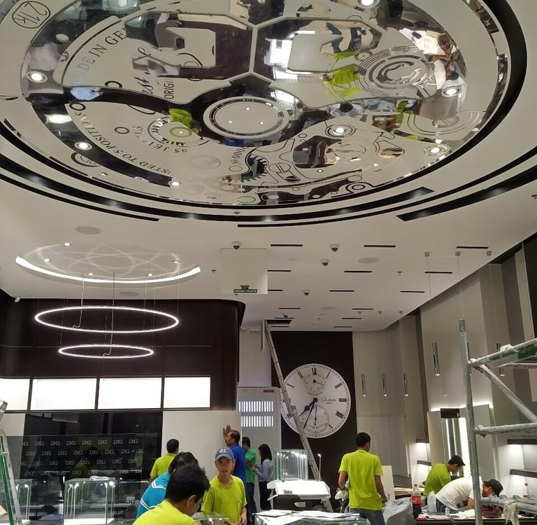Vertical Space team installing modern ceiling lights Philippines