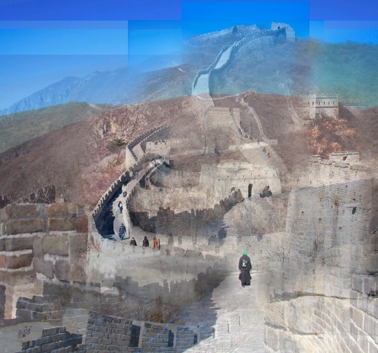 digital photo montage print, collage photography, The Great Wall of China