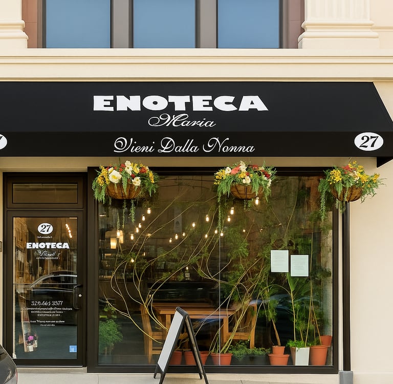 Cozy interior of Enoteca Maria in Staten Island, New York, with a grandmother chef preparing homemade pasta in an open kitche