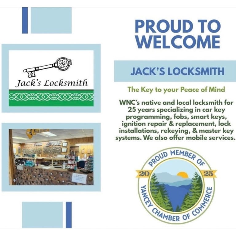 Proud to welcome Jack's Locksmith - Yancey Chamber of Commerce member