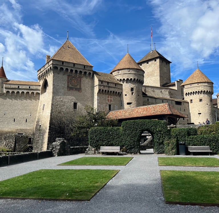 View of the Castle Chateau Chillon in Montreaux Switzerland
