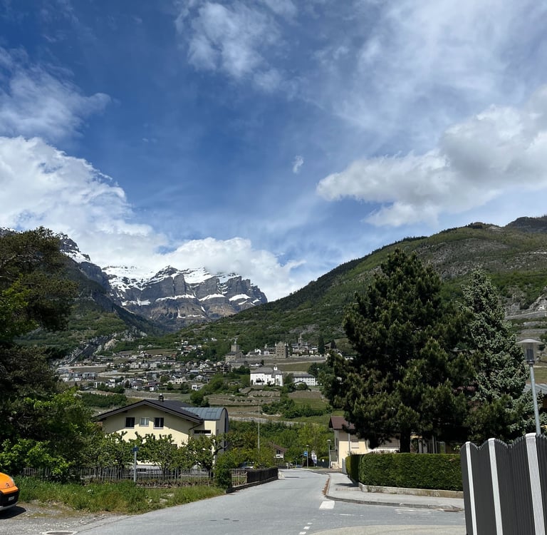 Leuk on the Hill above the Rhone river valley