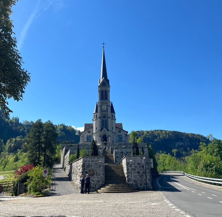 The neo-gothic new Lungern Parish Church of the Sacred Heart of Jesus