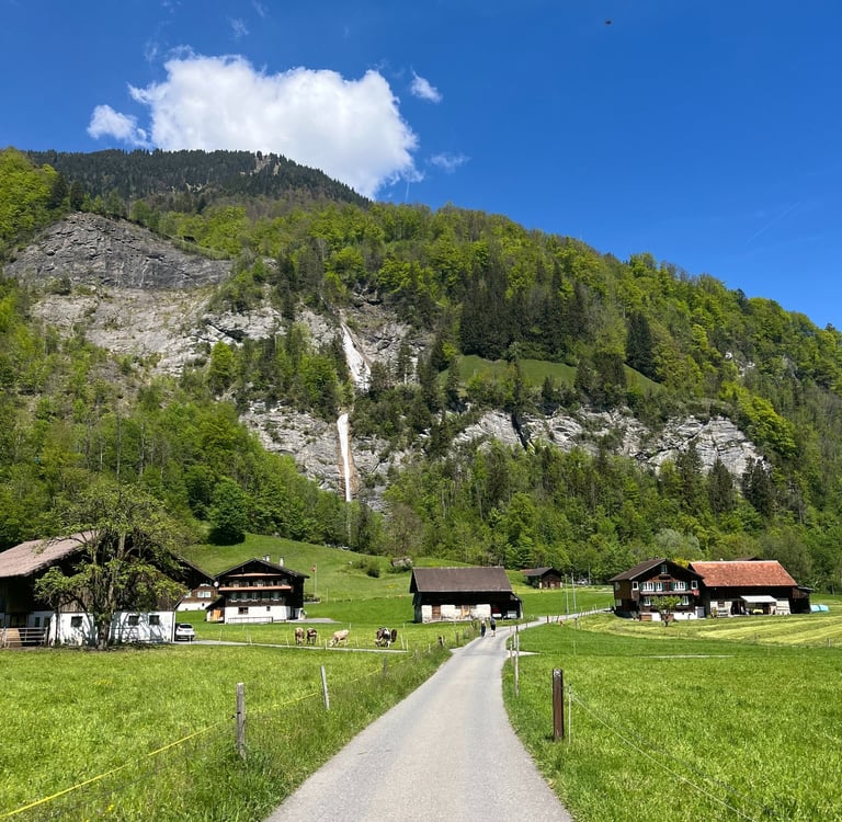 Dundelbachfall from Obsee in Obwalden Switzerland