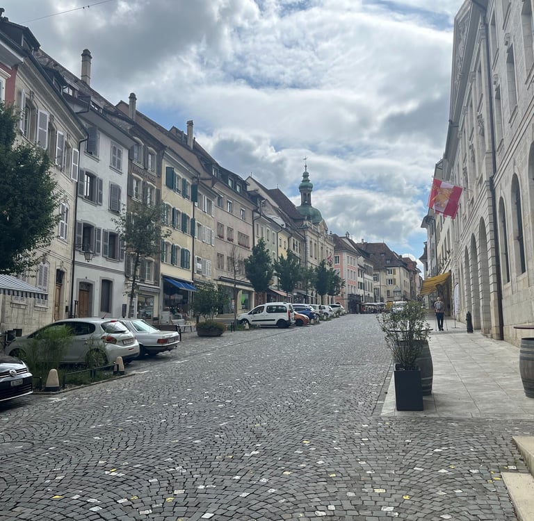 Charming cobblestone streets in Porrentruy